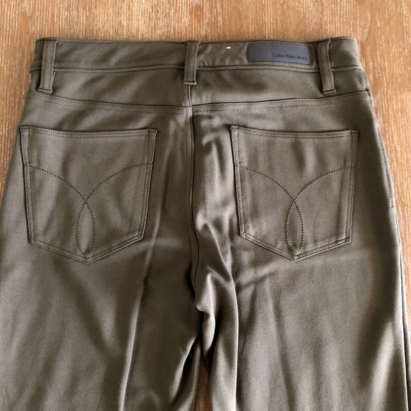 Calvin Klein Jeans Ponte Pants Womens 6 Skinny Leg Dark Green Stretchy Leggings - Picture 6 of 12